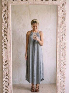 MRT 1030 Heather Gray Knit Keyhole Back Maxi Dress 2X